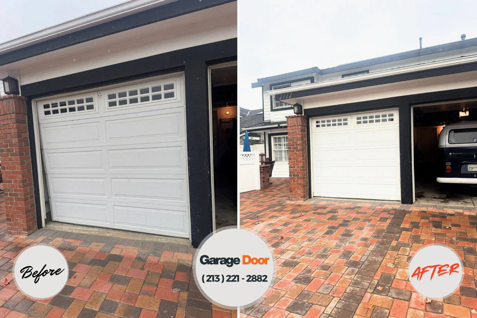 Before and after: garage door repair Sand Springs, OK